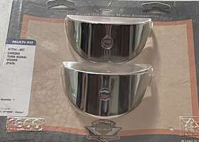 67734-88t Harley-davidson Chrome Turn Signal Visors Pair Nos Oem