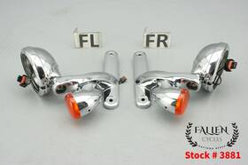 67800254 Harley-davidson 2015 Electra Glide Front Light Bar Turn Signal Mount Bracket Set Chrome