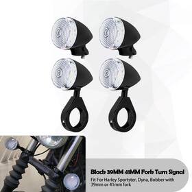 Hdbubalus 663274557757 4x Front Rear Led Turn Signal Light With 39mm 41mm Fork Clear&black Fit For Harley