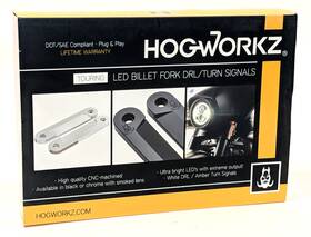 Hw307015 Hogworkz Black Led Billet Fork Drl Turn Signals Harley Batwing Touring 14-24
