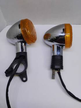 50r-00166 Honda Shenao Motorcycle Turn Signal Lights Pair Chrome Amber 045-5253 Oem