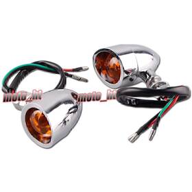 13yf034 Hukyu 1 Pair Motorcycle Turn Signal Amber Light Indicator For Harley Chopper Bobber
