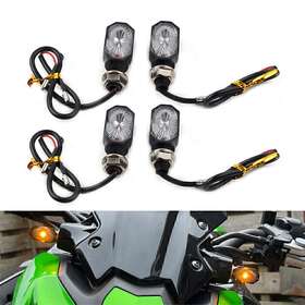 Hukyu 612040163975 4 Pcs Mini Motorcycle Led Turn Signal Blinker Amber Light Left Right Indicator