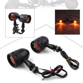 Hukyu 612046389706 New 11 Leds Black Retro Motorcycle Turn Signals Amber Indicator Lights Universal