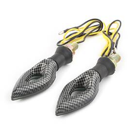 Hukyu 612047217947 Universal Amber Led Turn Signal Lights Indicator Blinker Carbon Fiber Style L R