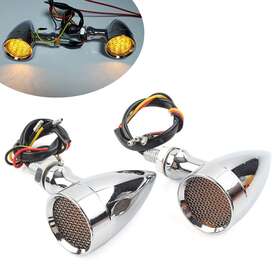 Hukyu 612047549697 2 Pcs Motorcycle Turn Signal Amber Led Blinker Indicator Light For Harley Honda