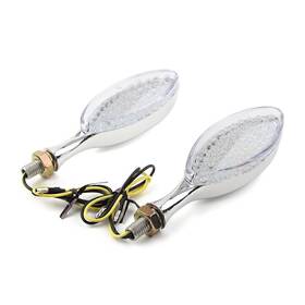 Hukyu 612063455712 Universal Motorcycle Chrome Led Turn Signals Indicator Light Blinker Amber Lamp