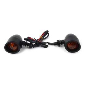 Hukyu 612063621209 1 Pair Black Retro Motorcycle Turn Signals Light Bullet Indicator Lamp Universal
