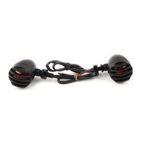 Hukyu 612063659196 New 2 Pcs Black 12v Motorcycle Turn Signals Indicator Lights Universal