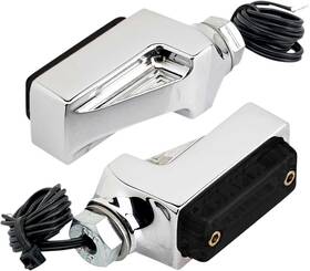 05-311-3a Joker Machine Rectangle Smoked Led Turn Signal - Chrome/amber Leds