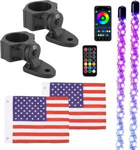 Bzh0277-02 Kemimoto 2pc 4ft Whip Lights Mounting Brackets For Side By Polaris Rzr