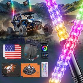 Kb5ft2 Keobin 2 Pack 5ft Whip Lights Spring Base And Rocker Switch App Remote Led