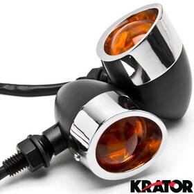 Krator 698056466613 2x Universal Motorcycle Chrome/black Turn Signal Indicators Blinker Amber Light
