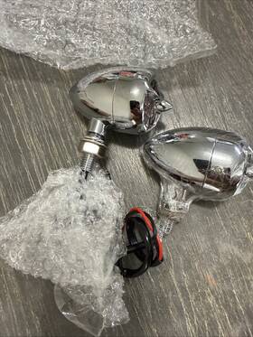 Krator 698056559070 2pcs Chrome Heavy Duty Motorcycle Turn Signals Warplane Propeller Engine Blinker