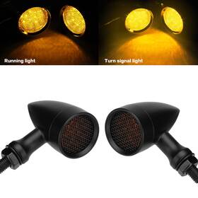 14mts022-un999-bk Lkv Black Motorcycle Bullet Led Turn Signal Blinker Running Lights Amber For Harley