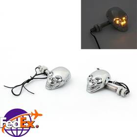 Ts-003-chrome Madhornets New Skull Head Turn Signal Indicator Blinker 12v Led Amber Light Lamp Chr S3