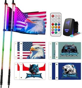 Mic-lwl-822 Mictuning 2 Pack 4ft Cob Whip Lights 360 Spring Base 8 Flags Remote