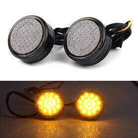 Moto Efg 550724234385 Led Motor Round Smoke Turn Signal Indicator Blinker Light Lamp Amber 12v