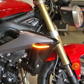 New Rage Cycles 781159838354 For 13-17 Triumph Street Triple Front Turn Signals With Load Eq