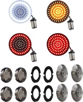 Fban3mp25055 Nthreeauto 1157 Led Front Rear Turn Signals 2 Inch Bullet 3-1/4 Flat Universal For Harley