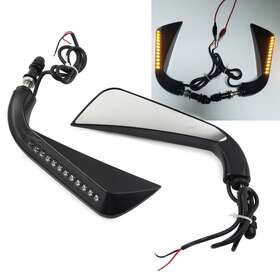 Oginodaisukeus 211311675591 2 Rear View Mirror With Led Turn Signal Light For Harley Dyna Fatboy Softail Black