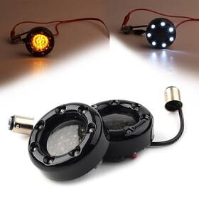 Onestart 286452112052 1 Pair Led Black Fire Ring Turn Signals Lights Fits For Harley Softail Dyna