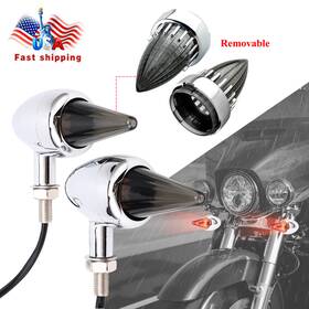 Tsl-1793-rd Oumurs 2x Chrome Mini Red Bullet Turn Signal Blinker Indicator Light For Honda Harley