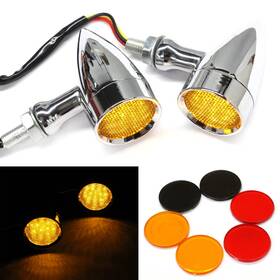 Rich Choices D-yuecaqp128 2pcs Chrome 15 Led Motorcycle Stop With Net-amber Light