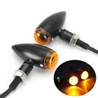 Sft02839 Pair Black Bullet Turn Signals Amber Indicators For Harley Cafe