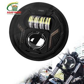 S-0077wyt Sinliru 7inch Round Headligt 7 Inch Motorcycle White Drl Amber Turn Signal