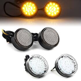 Twoagain 550720748787 Clear Led Round Smoke Turn Signal Indicator Blinker Light Lamp Amber 12v Us
