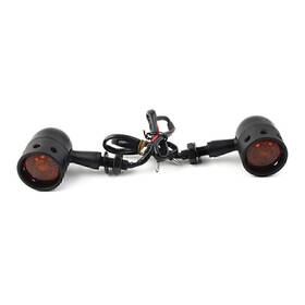 Twoagain 550720905784 2x Black Retro Motor Turn Signals Amber Indicator Lights Universal Us