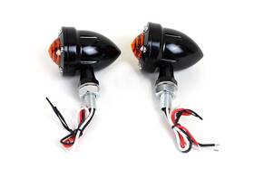 33-1654 V-twin Wyatt Gatling Bullet 12v Amber Led Motorcycle Turn Signals For Harley