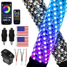 Qgd-2ft-fb-02d1 Vi9000 2 Pack 2ft Fat Whip Lights Led With App And 2ft-2pcs