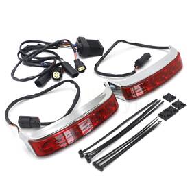 Hzmt450-003-cd Xinyun Spare Parts Red Chromed Housing Lens Led Saddlebag Brake Turn Light For Harley 2014- Flhr