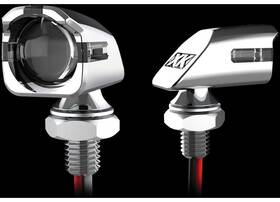 Xk034022-ac Xk Glow Motorcycle Mini Turnz Front Amber Led Turn Signal Set Chrome