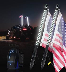 Dl-wl-solid-2ft-w-2pc Xprite 2pc 2ft White Spiral Led Whip Lights Built-in Spring Base Safety
