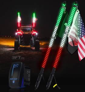 Dl-wl-solid-3ft-gwr-2pc Xprite 2pc 3ft Green White Red Spiral Led Whip Lights Built-in Spring Base