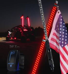 Dl-wl-solid-5ft-r-2pc Xprite 2pc 5ft Red Spiral Led Whip Lights Built-in Spring Base Safety Lighted
