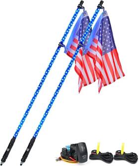 Whip-4ft-spiral-g6-b-2pc Xprite 4ft Blue Led Spiral Whip Lights 2pc Safety Warning Flexible Whips