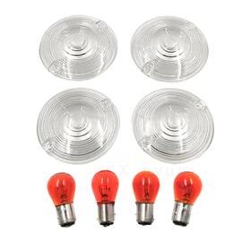 Xt Market 2026052902 For 86-12 Harley Flat Style Turn Signals Clear Signal Lens Cover With Bulbs