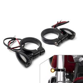 Yusen233 550738365198 2x Motorcycle Turn Signal Light With 41mm Fork Tube Clamp For Harley Touring
