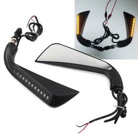 Zdl-kabusikikaisya1989usa 612075230932 2 Rear View Mirror With Led Turn Signal Light Black Fit Harley Dyna Fatboy Softail