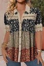 Women Turn-down Collar Short Sleeve Shirt Summer Ladies Button Floral Lace Top. Fixed Price $18.99.