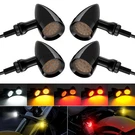 Motorcycle Bullet Front Rear Turn Signal White Amber Light Blinker Gloss Black. Fixed Price $110.82.