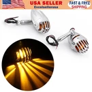 2PCS Motorcycle Turn Signals Grill Bullet Amber Indicator Lights Lamp Chrome. Fixed Price $23.73.