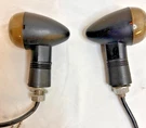 Black Mini Bullet Turn Signals Smoky Lens Pair With Cables. Fixed Price $8.95.
