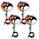 4PCS Motorcycle Turn Signal Tail Light Amber Lamp Chrome Housing Indicators 10MM. Fixed Price $16.14.