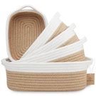 Naturalcozy 5-PIECE Rectangle Storage Basket Set- Off White & Jute. Fixed Price $55.70.
