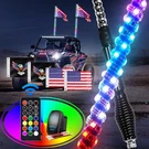 Gooacc 2 Pcs 3FT Led Whip Light With Spring Base Spiral Rgb Chasing Rf Remote.... Fixed Price $170.53.
